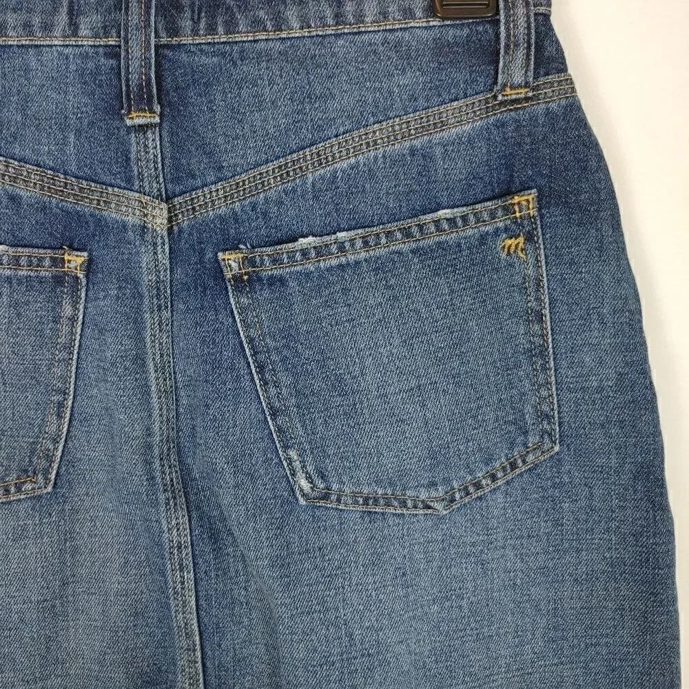 Madewell Rigid Denim Straight Mini Skirt: Reworked Edition Size 25.Waist 14